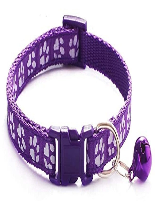 Pups&Pets 15MM Adjustable Nylon Paw Print Design Cute Collar and Leash Set with Bell for Dogs & Cat - (Purple) - Image 5